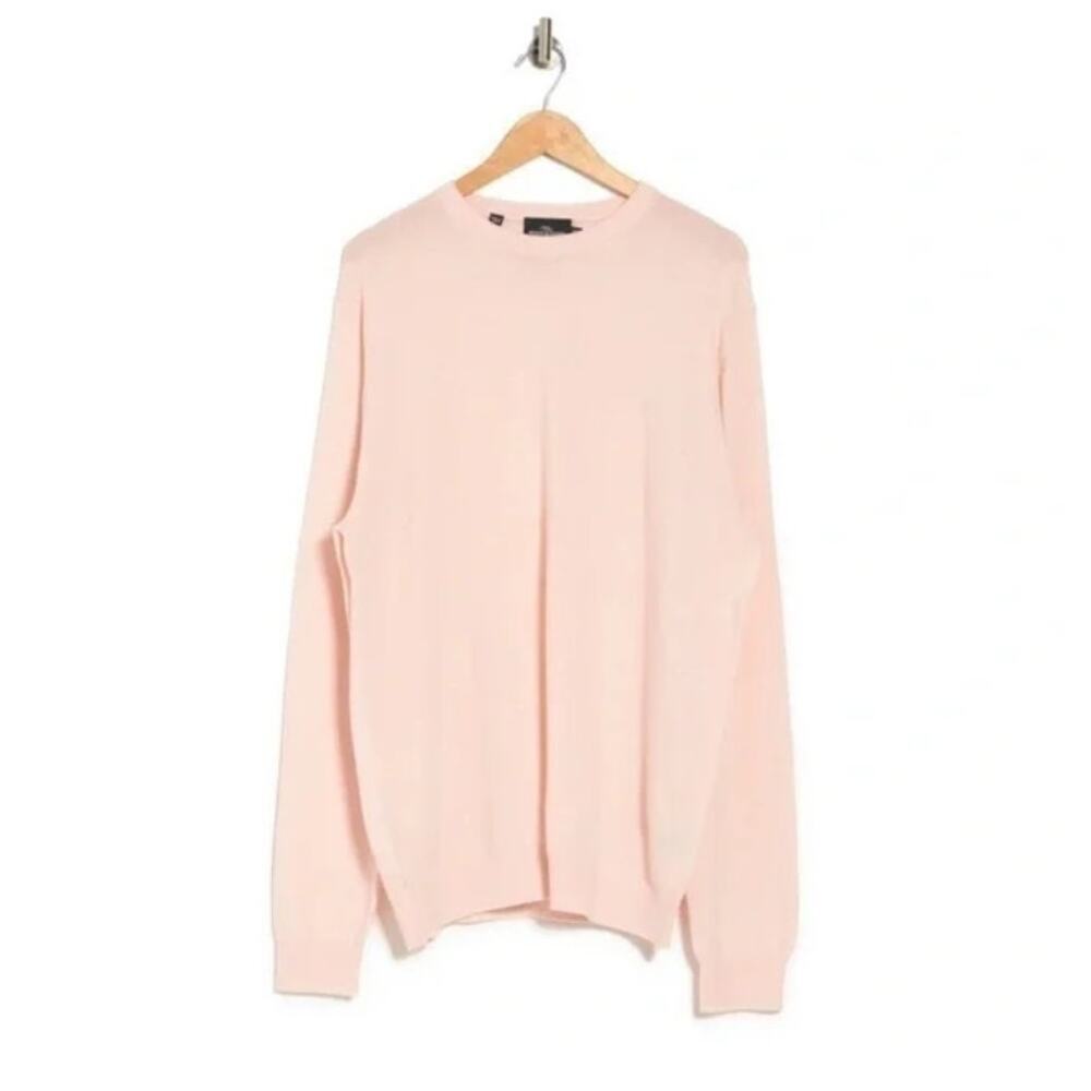 Rodd&Gunn Hilltop Merino Wool & Cashmere Light Pink Crewneck Sweater Size XL‎